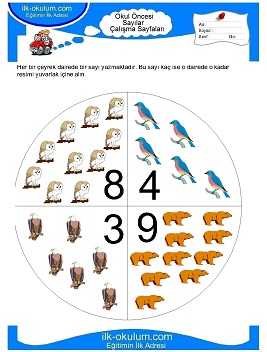 Çocuklar İçin Sayılar Çalışma Sayfaları 